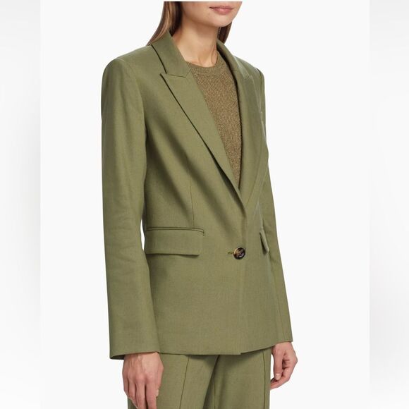 Veronica Beard Sevi Linen-Blend Blazer in Bright Army Size 8 NWT - Picture 3 of 9